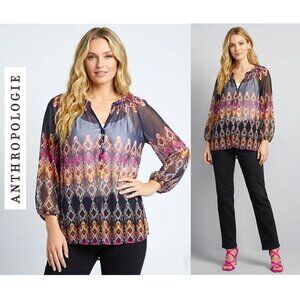 (3 for $30) ZOA  NY (ANTHROPOLOGIE) - sheer colorful print top